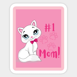 #1 cat mom pink Sticker